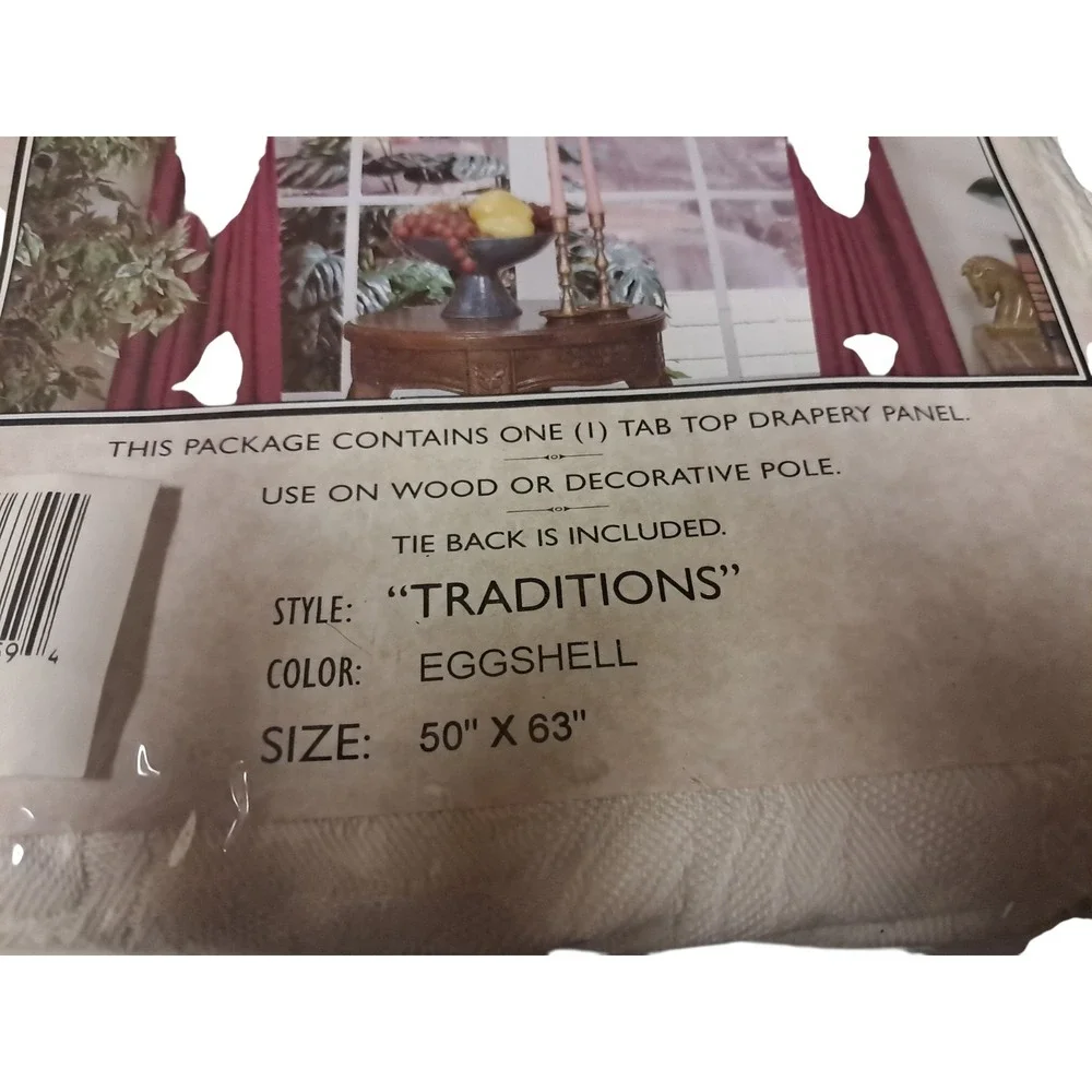 Eggshell Tab‎ Top Drapery Panel Only One 50x63 Style Number 7063